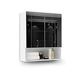 TUKAILAI Spiegelschrank Badezimmerschrank mit 2 Spielgeltüren und zusätzlicher Ablage Aufbewahrungsschrank…
