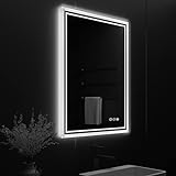 LUVODI LED Badspiegel mit Hintergrundbeleuchtung: 60x80 cm Badezimmerspiegel mit Licht Touch Schalter…