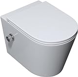 Mai & Mai Dusch-WC A601 spülrandlos Hänge-WC Weiß aus Keramik 53.5x36x36.5cm mit Absenkautomatik