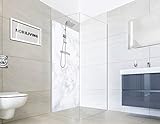 NORILIVING Duschrückwand Fliesenersatz Dusche 80x200 cm Motiv Marmor weiß | Duschwand ohne Bohren 1…