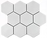 Hexagonale Sechseck Mosaik Fliese Keramik XL weiß matt Küchenfliese WC Badfliese Spritzschutz Wandverblender…