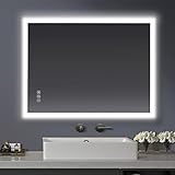 furduzz Badezimmerspiegel 80x60 cm, Wandspiegel LED Badspiegel Multifunktions Badspiegel mit Beleuchtung…