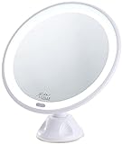 Sichler Beauty Schminkspiegel: Saugnapf-Kosmetikspiegel mit LED-Licht und Akku, 5-fache Vergrößerung…