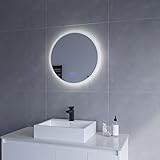 Lichtspiegel Rund 60 cm Wandspiegel Badspiegel mit Beleuchtung Lichtschalter Badezimmerspiegel Dimmbare…