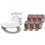 SCHÜTTE WC-Sitz mit Absenkautomatik | Abnehmbarer Klodeckel & tesa pack 64014 im 6er Pack - Geräuscharmes…