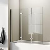 KOBEST 130x140cm Duschwand für Badewanne, Aufsatz, Badewanne, 3 tlg faltwand mit 6mm Sicherheitsglas…