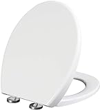 SADALAK WC-Sitz mit Absenkautomatik, O-Form, Schnellverschluss und leicht zu reinigen, Weiß