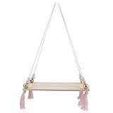 Wandbehang Regal mit runden Perlen dekorative hängende Schaukel Seil schwimmende Regale Lagerregal DIY Home Wandbehang Dekor(Pink + Gold)
