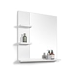 DOMTECH Badspiegel mit Ablagen, Weiß Badezimmer Spiegel, Wandspiegel, Badezimmerspiegel, L