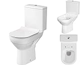 VBChome Keramik Stand WC Toilette Spülrandlos Komplett Design Set mit Spülkasten WC-Sitz Slim mit Absenkautomatik…