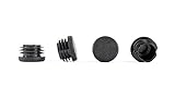 Runde gerippte schwarze Kunststoff-Endkappen (27 mm, siehe zweites Bild für Maße, 4 Stück) Made in Germany