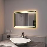 EMKE Badspiegel LED Badspiegel mit Beleuchtung Wandspiegel IP44 energiesparend, 50x70cm IP44 Energieeinsparung