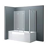 doporro 70x130x140cm Design-Duschwand für Badewanne Badewannenaufsatz Duschabtrennung 6mm ESG-Sicherheitsglas…