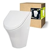 aquaSu® Urinal-Set ridaRo in weiß, Urinal inklusive Urinal-Deckel, Abgang und Zulauf hinten, Deckel…