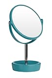Premier Housewares 1600579 Kosmetikspiegel, schwenkbar, mit Vergrößerung, Kunststoff, Türkis/verchromt