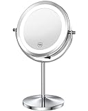 Benbilry Beleuchteter Make-up-Spiegel, LED, doppelseitig, 1-fach/10-fache Vergrößerung, Kosmetikspiegel,…