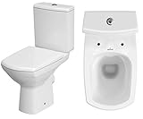 VBChome Keramik Stand WC Toilette Komplett Set Keramik WC- Sitz aus Duroplast mit Absenkautomatik SoftClose-Funktion…