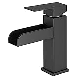 Lexdale Wasserfall-Badezimmer-Wasserhahn, schwarz, Einzelgriff, Waschtisch, Waschtisch, Messing, Badezimmer-Wasserhahn…
