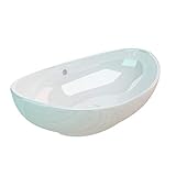 Keramik Aufsatzwaschbecken Waschschale Waschtisch mit Überlauf Oval Weiß KBW247