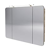 FACKELMANN Milano Spiegelschrank mit LED-Beleuchtung – Alibertschrank 3-türig fürs Badezimmer (110 cm…