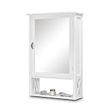KHG Spiegelschrank Bad 60 cm breit Weiß, flach 60x20x90 cm (BxTxH), 3 Fächer geschlossen, 1 offenes…