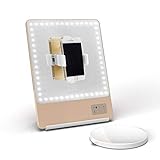 Glamcor Riki Skinny Smart Kosmetikspiegel mit HD LEDs, Vergrößerungsspiegel, Handyhalterung und Bluetooth-Steuerung…