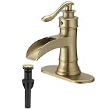 Greenspring Gebürsteter Gold Badezimmer-Wasserhahn Einloch Einzelgriff Wasserfall Harmhouse Wasserhahn…