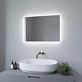 AQUABATOS 70x50cm Badspiegel mit Beleuchtung badezimmerspiegel LED Lichtspiegel Wandspiegel, Touch-Schalter…