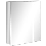 kleankin Spiegelschrank, Badspiegelschrank mit 3 Innenböden, Hängeschrank mit Doppeltür, Wandschrank…