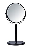 WENKO Kosmetik-Standspiegel Assisi Ø 17 cm Schwarz - schwenkbarer Schminkspiegel mit 3-fach Vergrößerung,…
