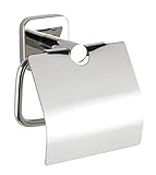 WENKO Toilettenpapierhalter Mezzano, Papierrollenhalter mit Deckel zum Schutz hält das WC-Papier griffbereit,…