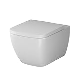 Spülrandloses Wand-Hänge-WC mit Softclose Toilettensitz, WC-Sitz mit Absenkautomatik, im Quadratischen…