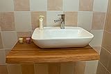 Waschtischplatte aus Holzplatte Massiv Eiche, Baumkante Geölt Waschtisch Holz, Waschtischkonsole für Aufsatzwaschbecken und Waschschalen, Badmöbel Tischplatte, Badezimmer möbel (100 x 40 cm)
