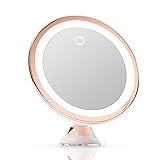 Fancii Kosmetikspiegel mit Dimmbares LED Licht, 10-facher Vergrößerung, USB oder Batterie, Starker Saugnapf,…