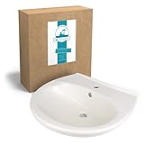 Calmwaters® Ovales Waschbecken in Pergamon, aus hochwertiger Sanitär-Keramik mit Hahnloch und Überlauf…