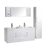 Badmöbel Badezimmermöbel Badezimmer Waschbecken Waschtisch Schrank Spiegel Wasserhähne enthalten 120cm mod. m. White Mali