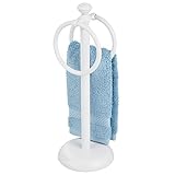 mDesign Handtuchhalter für den Waschtisch – freistehender Handtuchständer mit 2 Ringen für kleine Gästehandtücher…