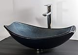 Aufsatz Glas Waschbecken oval eckig blau grau Waschtisch