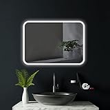 HOKO® LED Badspiegel 60x80 cm Berlin. Design Badezimmerspiegel mit LED Beleuchtung. HOCH- und QUER Montage…