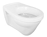 aquaSu® Wand WC Universal weiß, Flachspül WC mit Stufe, Hänge-Toilette, Abgang waagerecht, 52 cm Ausladung,…