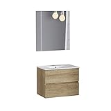 Baikal Onyx 280034133 Badezimmermöbel-Set mit reduziertem Boden, mit Waschbecken und Spiegel, Zwei Schubladen,…