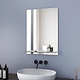 Meykoers Badspiegel mit Ablage Wandspiegel mit Regal 50x70cm Badezimmer Spiegel Badezimmerspiegel