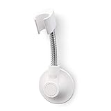 BathBeyond Duschkopfhalter – Flexibler Duschkopfhalter verstellbarer Vakuum-Saugnapf Duschkopf Wandhalterung Halter für Handbrause (inklusive Klebeaufkleber) (weiß)