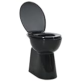 vidaXL Hohe Spülrandlose Toilette für Größere Menschen Senioren Soft-Close Absenkautomatik Stand WC…