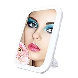 Kosmetikspiegel mit Lights-TOP4EVER Touchscreen beleuchteter Make-Up Spiegel, Dual Power-Optionen, tragbarer Schminkspiegel