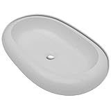vidaXL Waschbecken Keramik Oval Weiß Waschschale Aufsatzwaschbecken Waschtisch