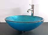 Nero Aufsatz Glas Waschbecken Waschschale Waschtisch rund blau 42cm
