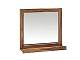 Woodkings® Spiegel Lagos 70x66 cm Echtholz Rahmen Palisander Badspiegel Wandspiegel mit Ablage Badmöbel Badezimmermöbel Massivholz