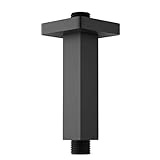 KATAIS Mattschwarzer Duscharm mit Flansch, quadratisch – Edelstahl-Deckenmontage-Verlängerungsrohr für…