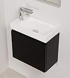 Quentis Badmöbel Gäste-WC Set Faros 40 cm, Waschbecken mit Unterschrank (schwarz)